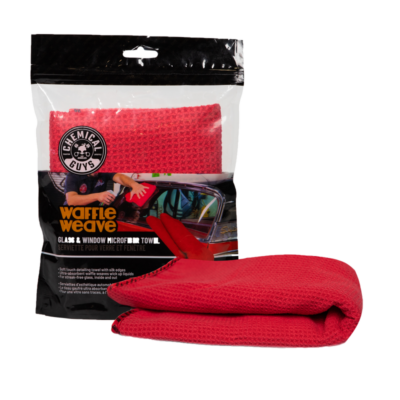 Chemical Guys Waffle Weave Glass and Window Microfiber Towel, Red 24" X 16"